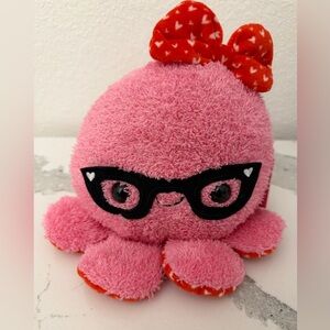 Pink Plush Octopus with Glasses Plush Super Soft 8” inches NWT